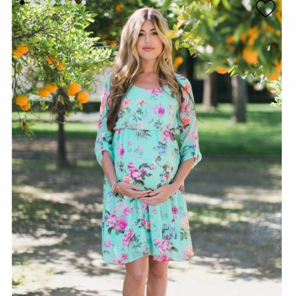 Pink blush maternity dress floral